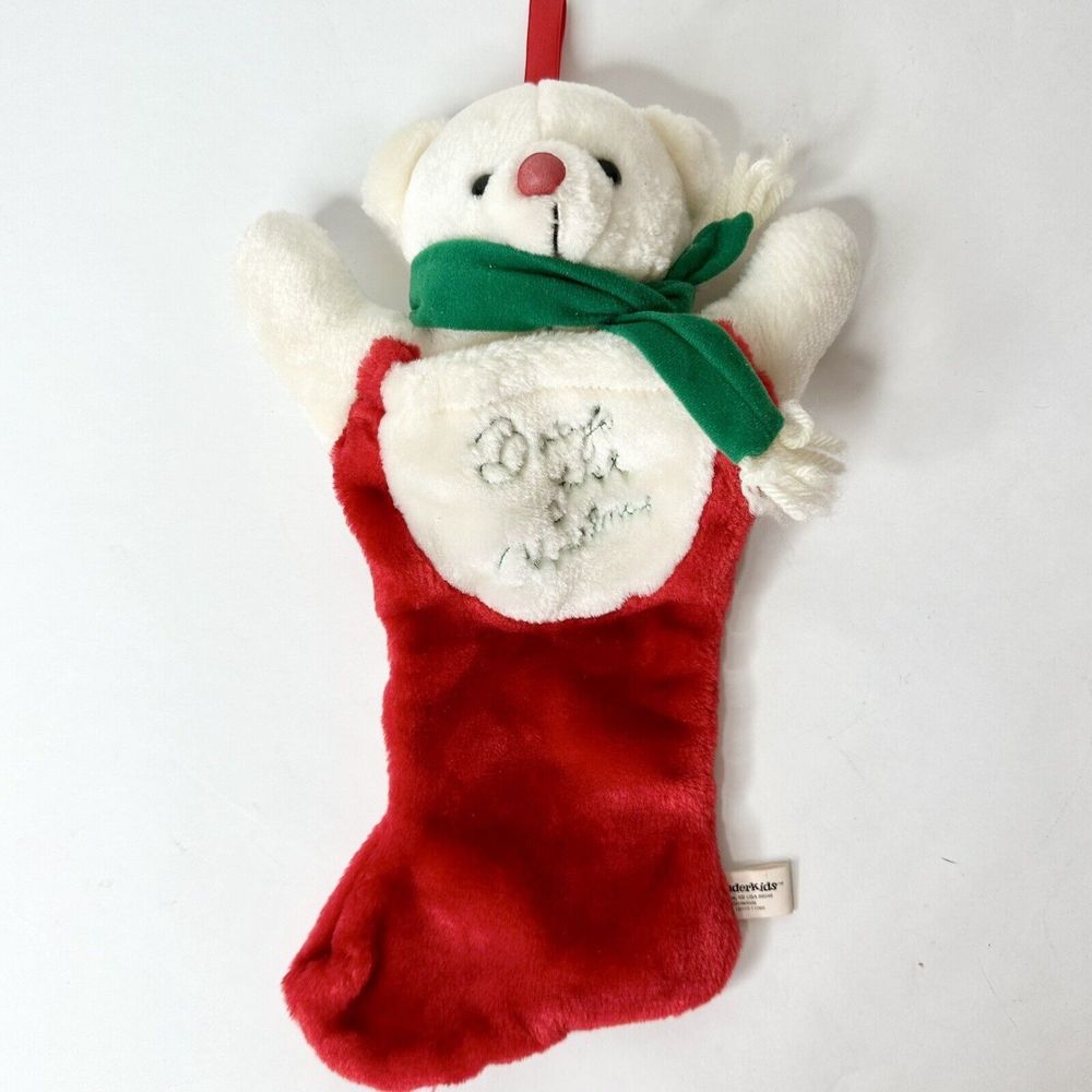 Babies‎ First Christmas Teddy Bear Plush Stocking Great Cond. 90’s Kinder Kids